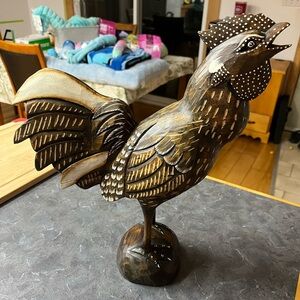 Wooden Rooster Figurine